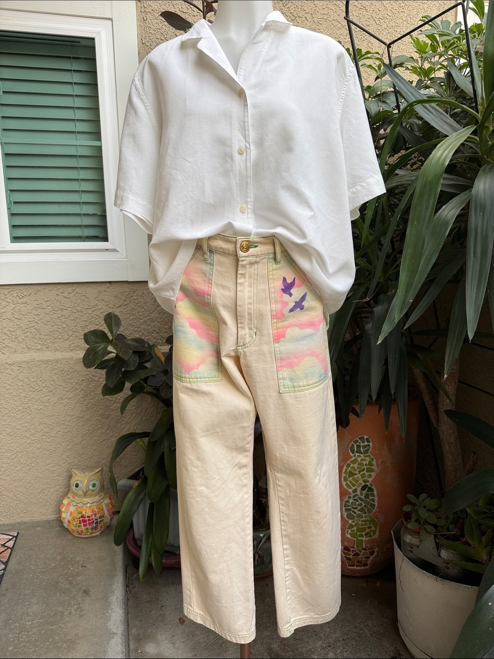 Uniqlo White Short-Sleeve Button-Up Linen Shirt